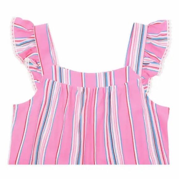 #20 Zunie Youth 2-pack Dress, 1 Pink With Stripes Blue with Flowers Medium 10/12 - Picture 7 of 9